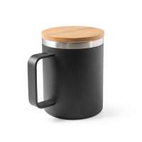 LAUDA. Becher aus 90% recyceltem Edelstahl mit Bambusdeckel 420 mL