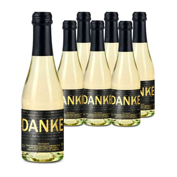 Präsentset 6x Danke Secco Flaschen, 0,2 l