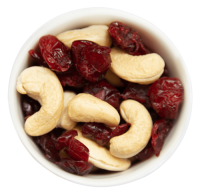 Cranberries und Cashewkerne in der Mini-Faltschachtel
