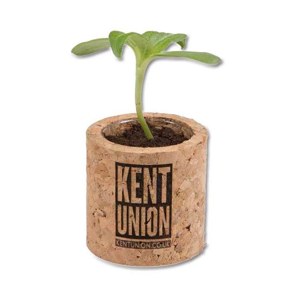 Pflanz-Kork rund mit Samen - Glücksklee-Zwiebel, Lasergravur (* Je nach Verfügbarkeit der Glücksklee