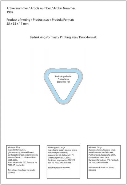 Dreieckige Dose Pfefferminz