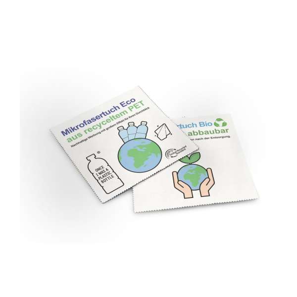 Brillenputztuch Eco - rPET Mikrofasertuch 15 x 18 cm, in Schutzetui mit Klettpunkt