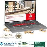 Adventskalender Laptop Organic Lindt Schokotäfelchen, Klimaneutral, FSC®