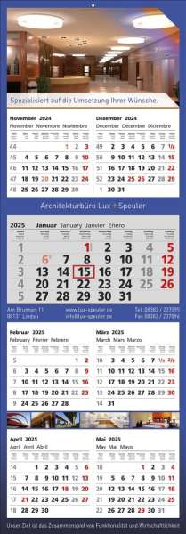 7 Monats-Wandkalender Combi 7, 4-sprachig