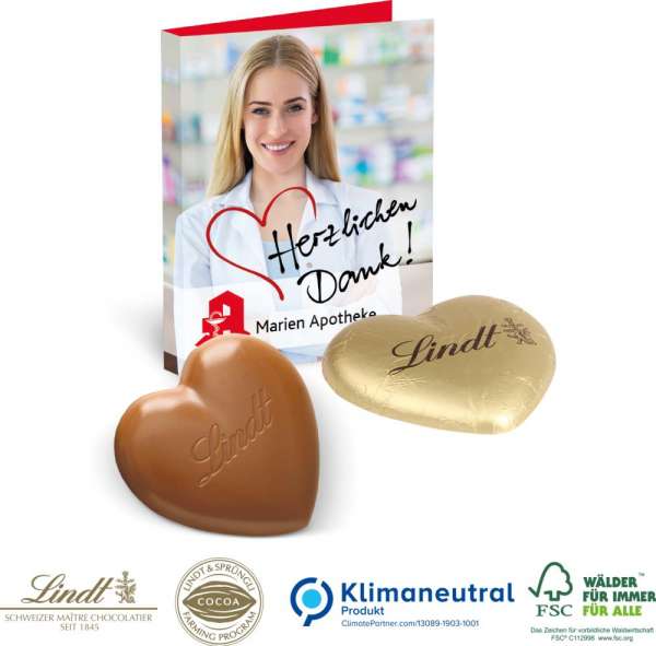 Werbe-Klappkarte süßer Füllung Lindt Herz