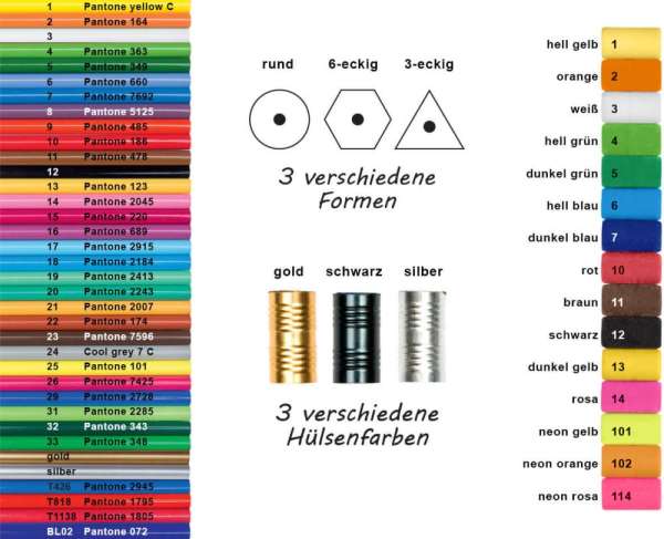 Bleistift farbig lackiert, lang mit Radierer 18,5cm