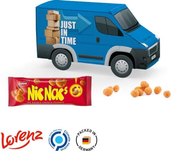 Transporter Präsent Vollkartonhülle, weiß Nic Nac´s Double-Crunch-Peanuts