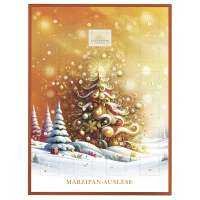 Adventskalender "Weihnachtsbaum Orange" mit Alkohol 290g, Edelmarzipan