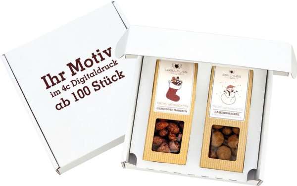 2 Weihnachts-Snacks im weißen Geschenkkarton