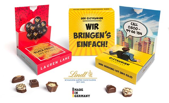 Lindt Mini Pralinés in Pop-Up Kartonage inkl. 4c Druck