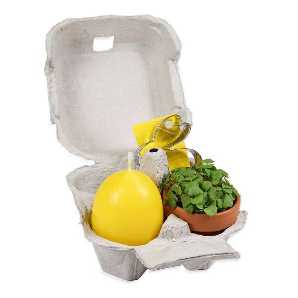 Das Gelbe vom Ei V2 mit Tontöpfchen, Eierkerze, Backförmchen
