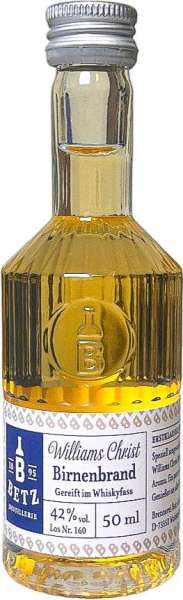 Edler Williams Christ Birnenbrand gereift im Whiskyfass 50 ml