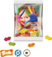 Maxitüte, 145x110mm Folie, transparent Trolli Fruchtgummi Brillen, bunt gemischt, 10% Fruchtsaft