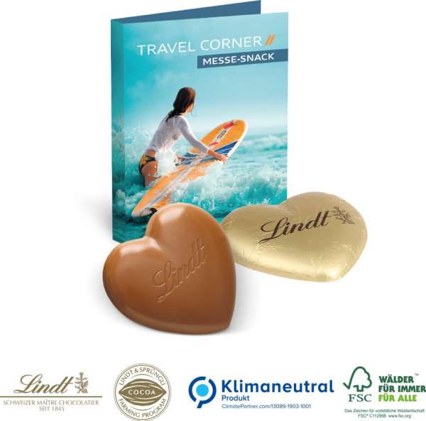 Werbe-Klappkarte süßer Füllung Lindt Herz