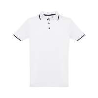 THC ROME WH. Zweifarbiges Baumwoll-Poloshirt für Männer. Weiße Farbe