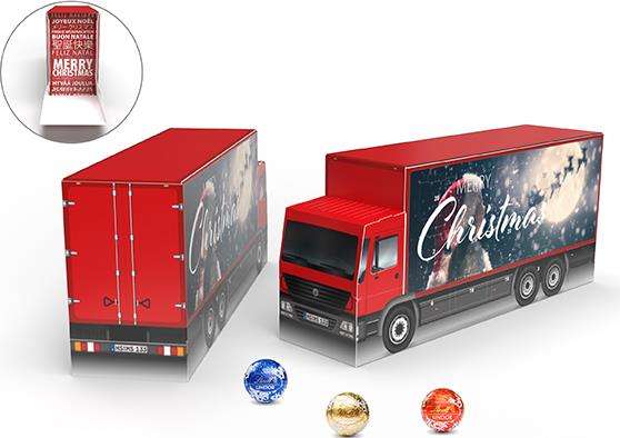 Lindt Lindor Adventskalender &quot;LKW&quot; Eco 115,2g Lindt Lindor Kugeln 4c Euroskala