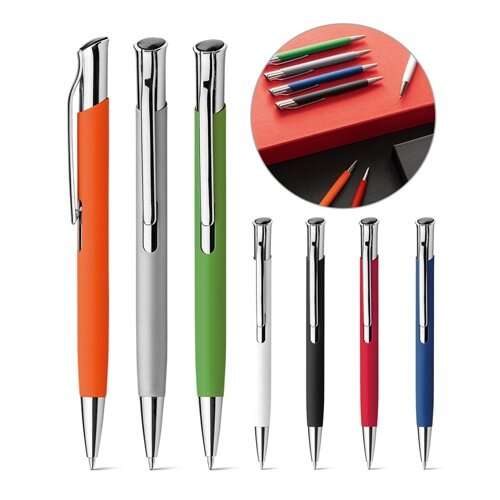 OLAF SOFT. Kugelschreiber aus Aluminium und gummierter Oberfläche