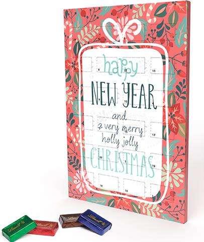 Lindt Naps Hochformat Adventskalender &quot;DIN A4&quot; Eco mit 24 leckeren Lindt Naps Schokotäfelchen 120 g
