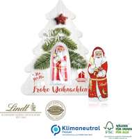 Schokokarte Business Weihnachtsbaum mit Lindt Weihnachtsmann, Klimaneutral, FSC®