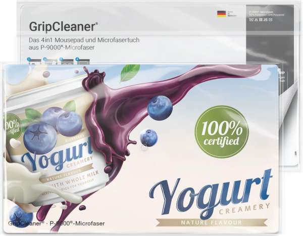 GripCleaner® 4in1 Mousepad 28x16 cm, All-Inclusive-Paket, mit Standard-Einlegekarte