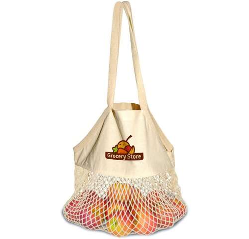 Baumwolltasche zweiseitigem Baumwoll-Netz und 2 lange Griffe - 190 g/m² - 35 x 41 cm