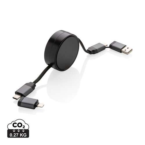 Terra aufrollbares 6-in-1 45W-Kabel aus RCS recyc. Aluminium