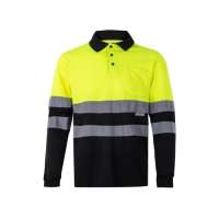 VL VULCAN. Zweifarbiges Poloshirt im Bird-Eye-Design (160g/m²) mit langen Ärmeln, aus Polyester (100