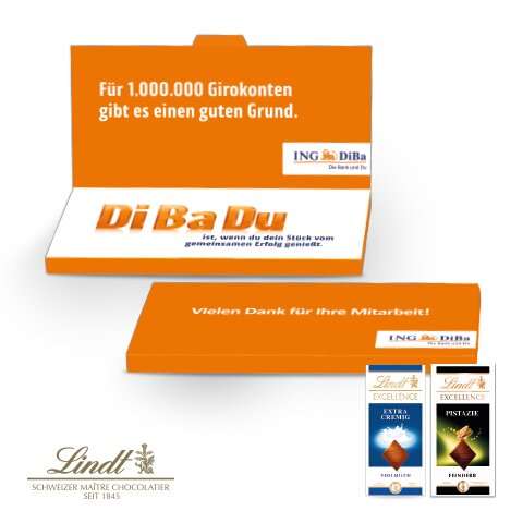 Grußkarte mit Schokoladentafel von Lindt