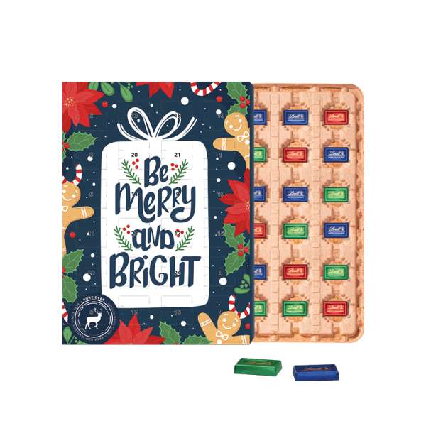 Marken Wand Adventskalender ECO, Papierblister, Lindt Schokotäfelchen