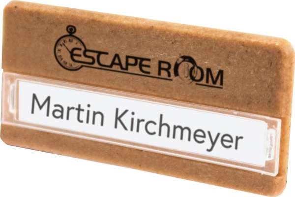 Namensschild, nachwachsende Rohstoffe