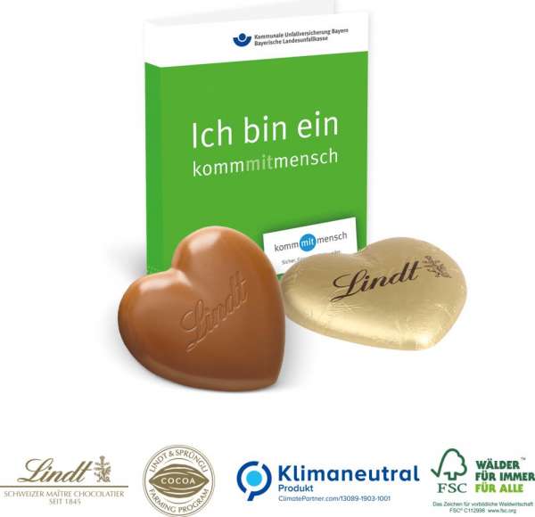 Werbe-Klappkarte süßer Füllung Lindt Herz