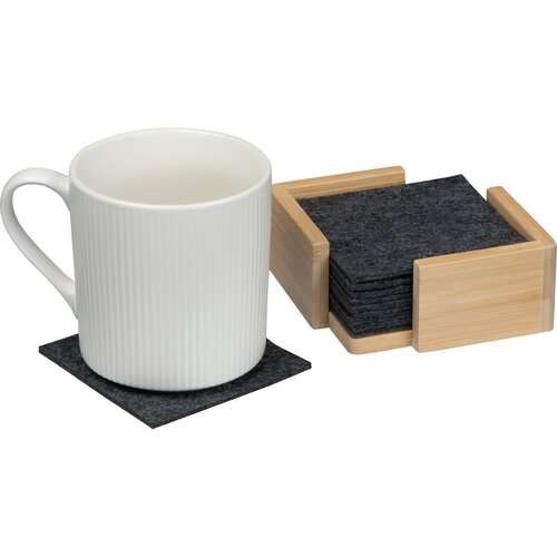 10 Filzuntersetzer im Bambusständer