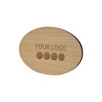 Namensschild Badge Bamboo Oval 50 x 74 mm, Needle, Engraving