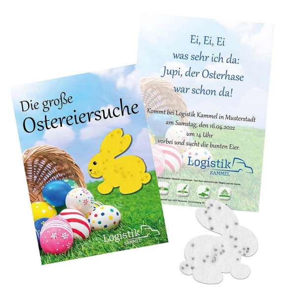 Samenpapier auf A6-Karte - Ostern - Häschen