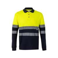 VL PLUTO LARGE. Zweifarbiges Piqué-Poloshirt (150g/m²) mit langen Ärmeln, aus Baumwolle (55%) und Po