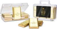 Präsentartikel: Du bist Gold wert - Goldkoffer mit 12 Goldbarren, Edelvollmilch-Schokolade (120 g)
