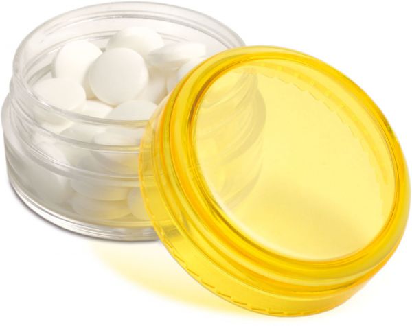 Mini Kunststoff Dose als Werbeartikel