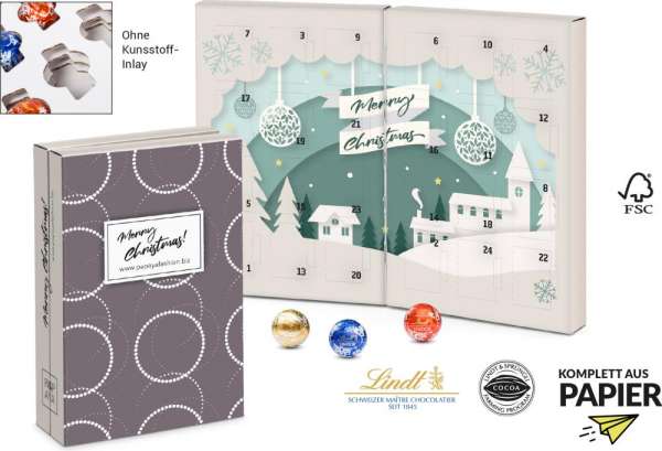 Lindt Adventskalender &quot;Buch&quot; Lindt Lindor Kugeln gemischt 115g Eco mit 4c Druck