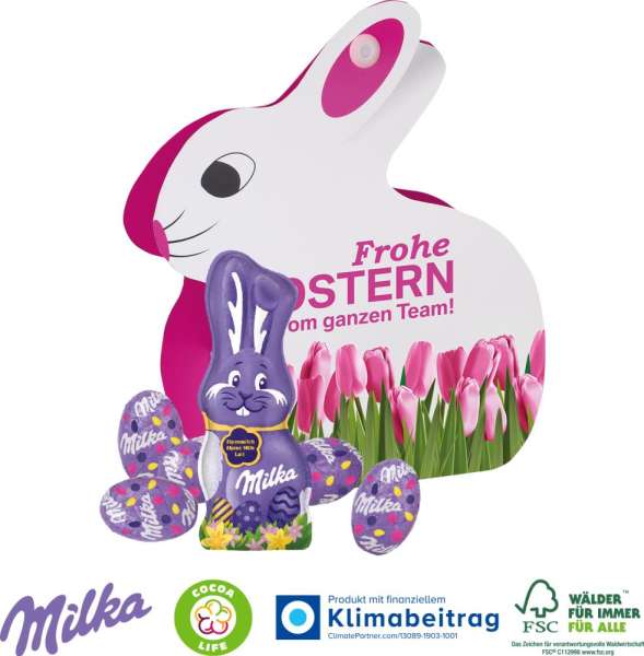 Werbe-Hase mit Milka Schokoladenmischung