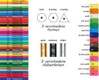 Vorschau: Bleistift farbig lackiert, lang mit Radierer 18,5cm Vorschau: Bleistift farbig lackiert, lang mit Radierer 18,5cm