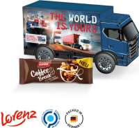 LKW Präsent Vollkartonhülle, weiß Coffee Break, Nuss-Frucht-Mix mit Schoko-Espressobohnen