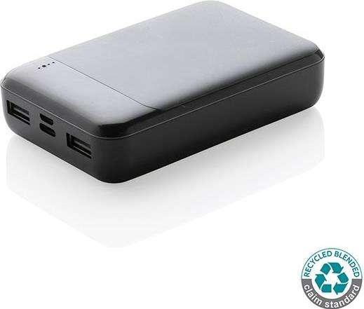 10.000 mAh Powerbank aus RCS Standard recyceltem Kunststoff