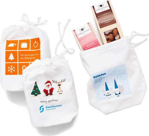 3 Weihnachts-Snacks im Baumwollsäckchen