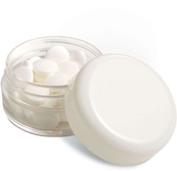 Mini Kunststoff Dose als Werbeartikel