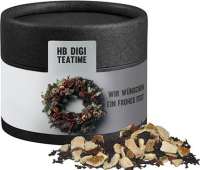 Wintertage Tee, ca. 30g, Biologisch abbaubare Eco Pappdose Mini schwarz individuell