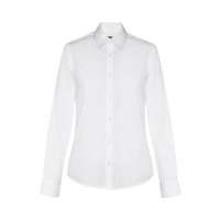 Vorschau: THC PARIS WOMEN WH. Langärmeliges Popeline-Hemd für Frauen. Weiße Farbe Vorschau: THC PARIS WOMEN WH. Langärmeliges Popeline-Hemd für Frauen. Weiße Farbe