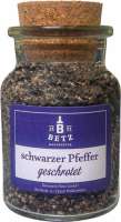 Schwarzer Pfeffer, geschrotet im Korkenglas, 80 g