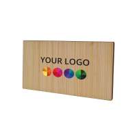 Namensschild Badge Bamboo Rectangular 40 x 74 mm, Needle, Print in full color