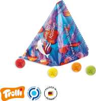 Fruchtgummi Tetraeder Folie, weiß Trolli Fruchtgummi Fußbälle, mini, bunt gemischt, 10% Fruchtsaft