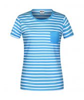 Ladies' T-Shirt Striped atlantic/white